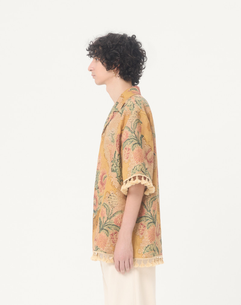 VALENTINO LINEN BOWLING SHIRT WITH APRES L'HIVER PRINT 6