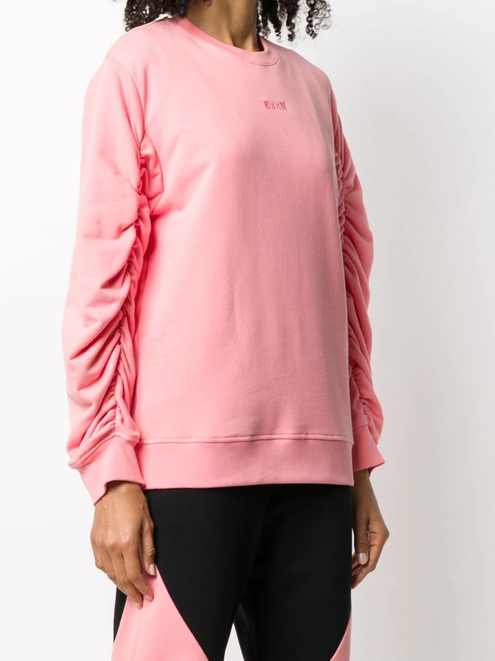 ruched-sleeve sweatshirt - 3