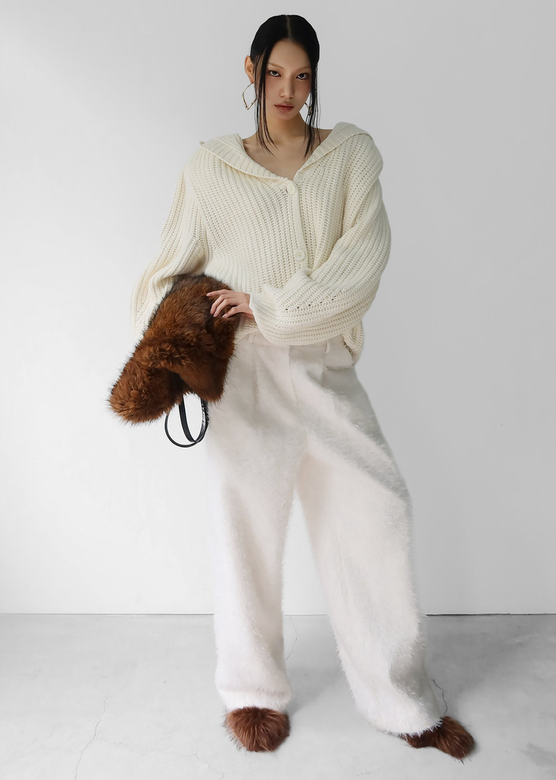 Melker Furry Pants - Off White 4