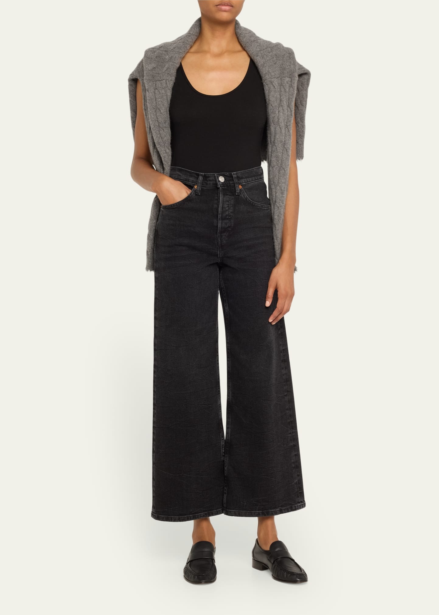 High-Rise Wide Crop Jeans - 2