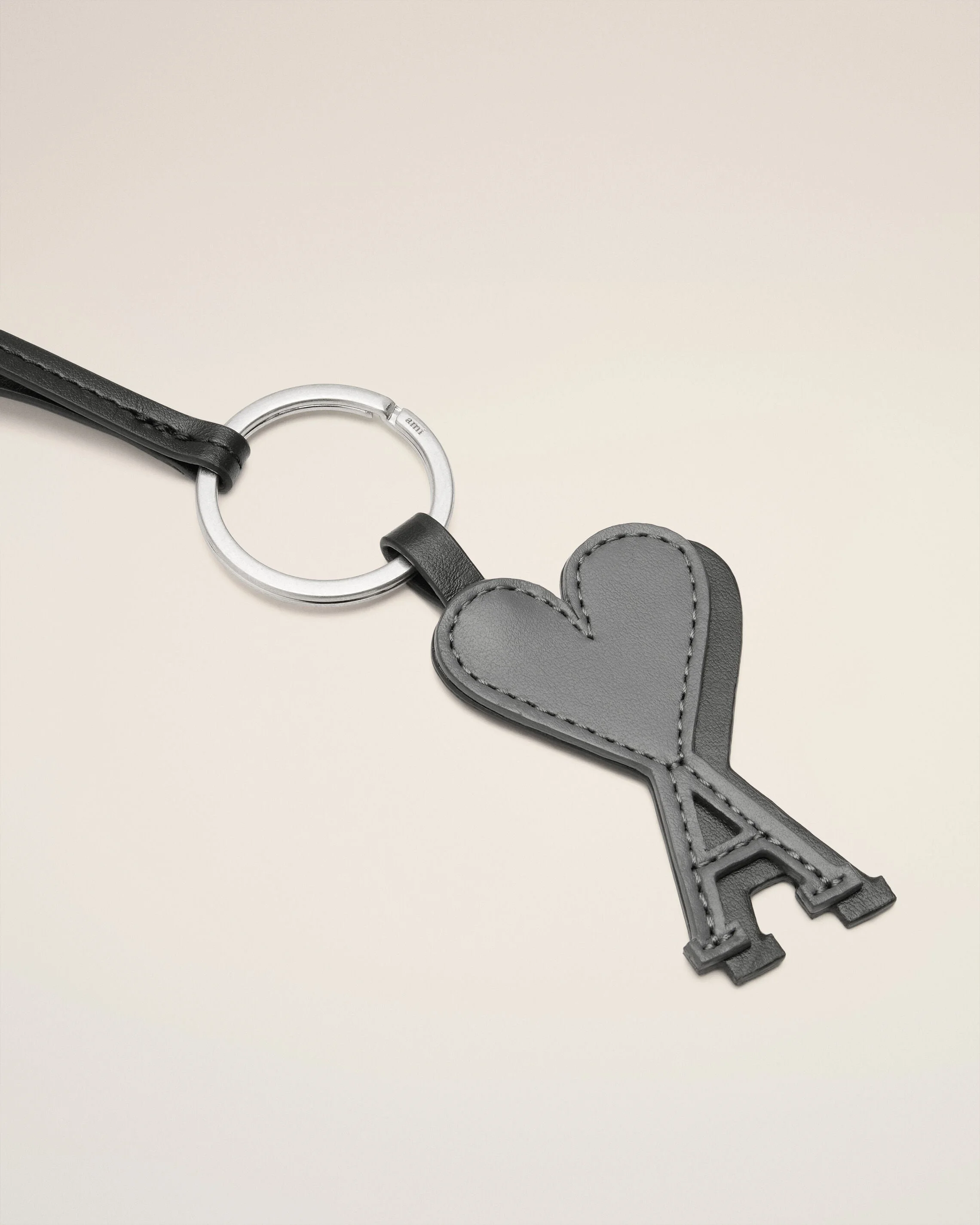BLACK LEATHER AMI DE COEUR KEYRING - 1