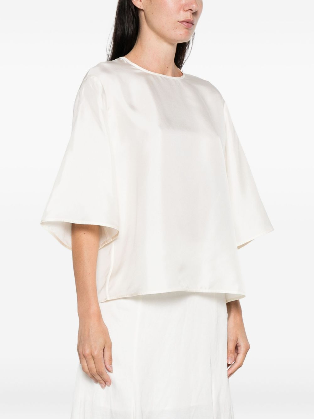 short-sleeve silk top - 3
