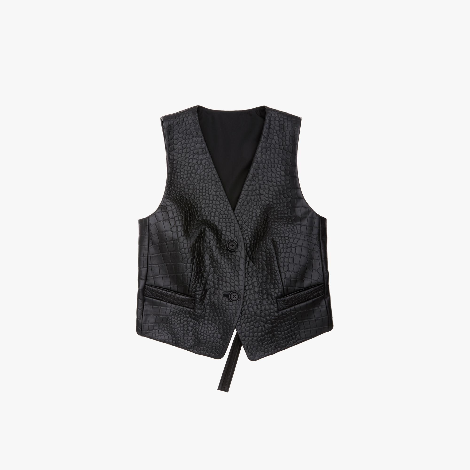EMBOSSED LEATHER TUXEDO VEST - 1