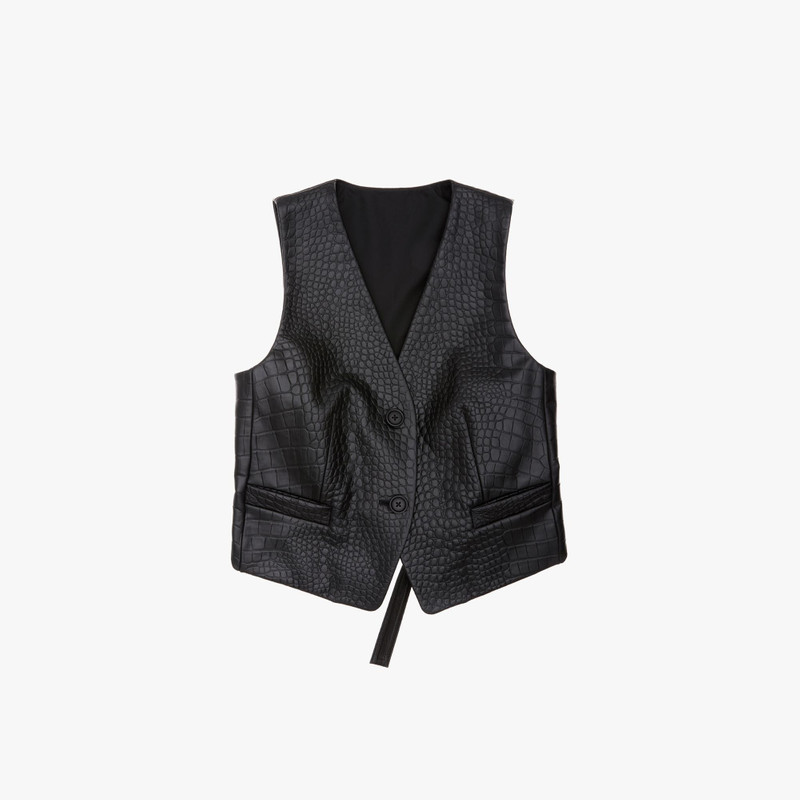 EMBOSSED LEATHER TUXEDO VEST 1