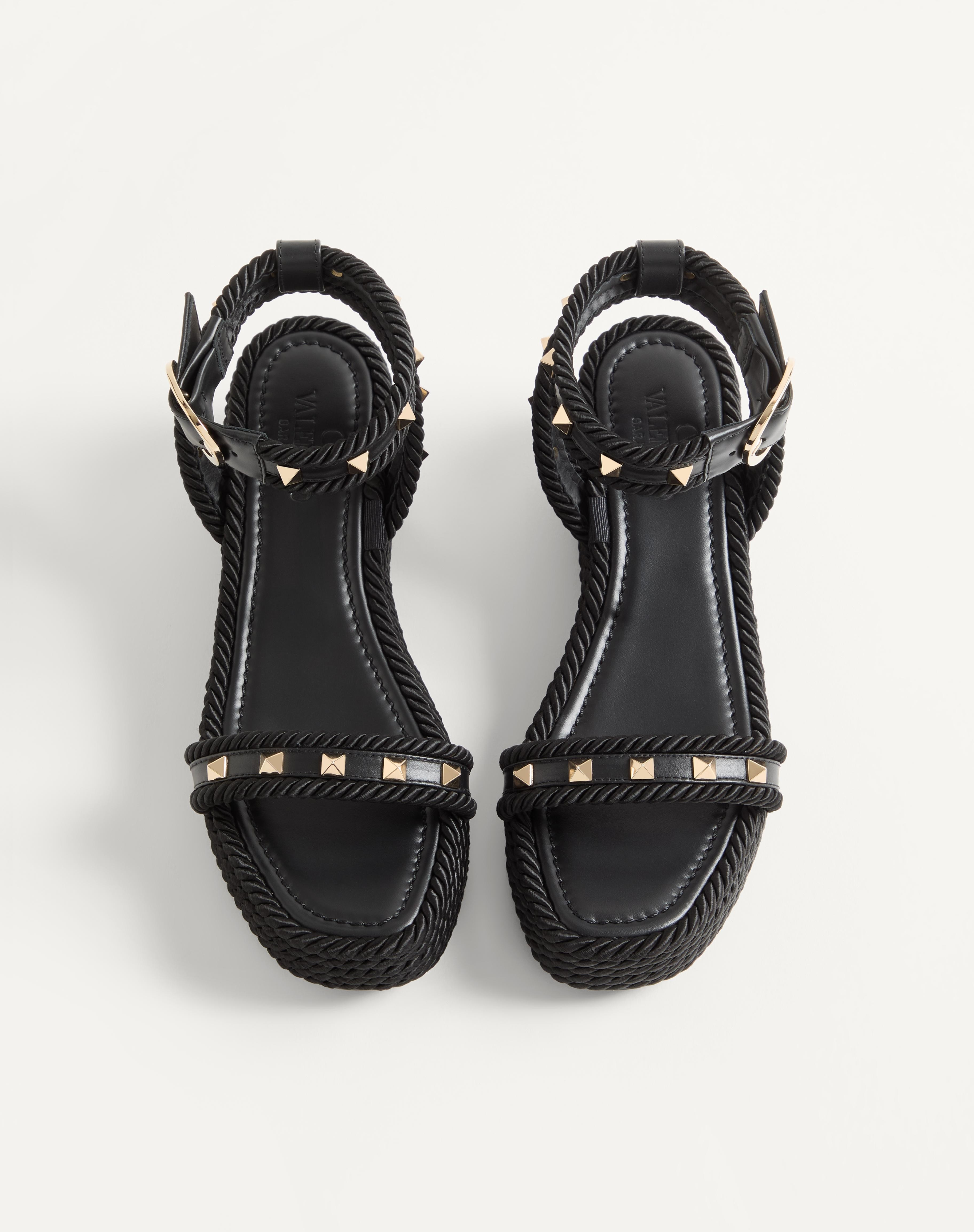 ROCKSTUD FLATFORM SANDAL IN CALFSKIN 45MM - 4