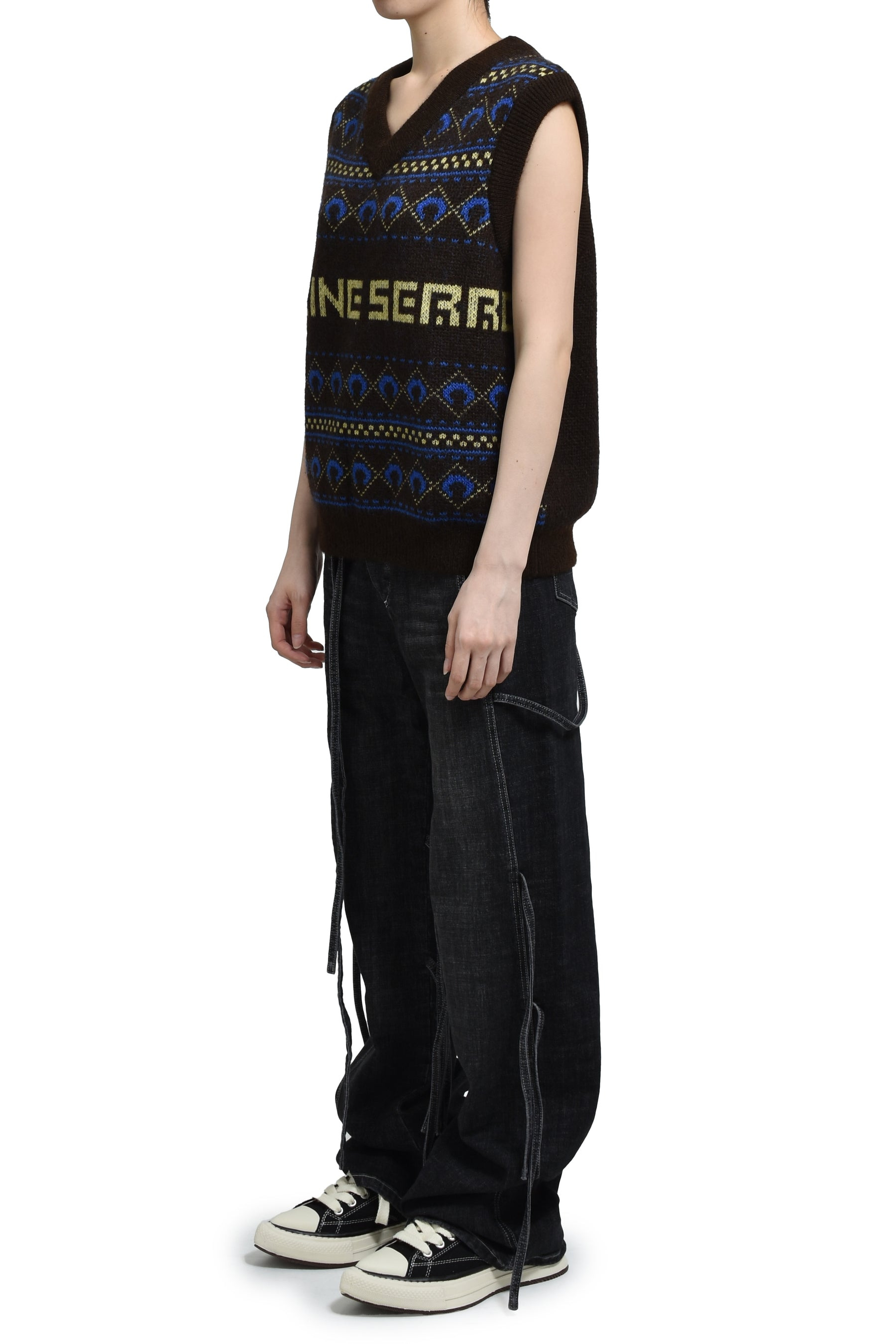 MARINE SERRE JACQUARD KNIT VEST / BRW - 4
