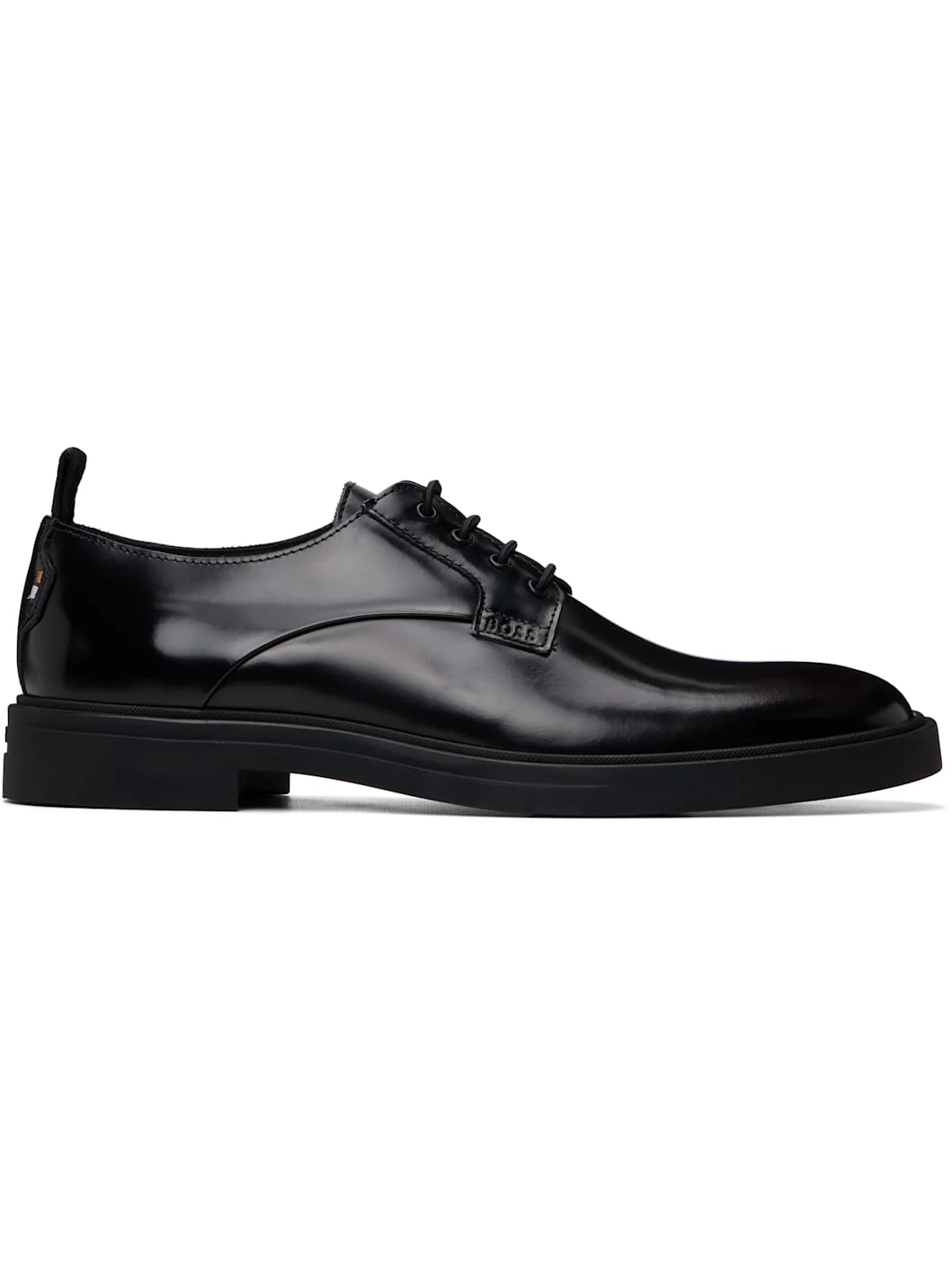 Black Embossed-Logo Derbys - 1