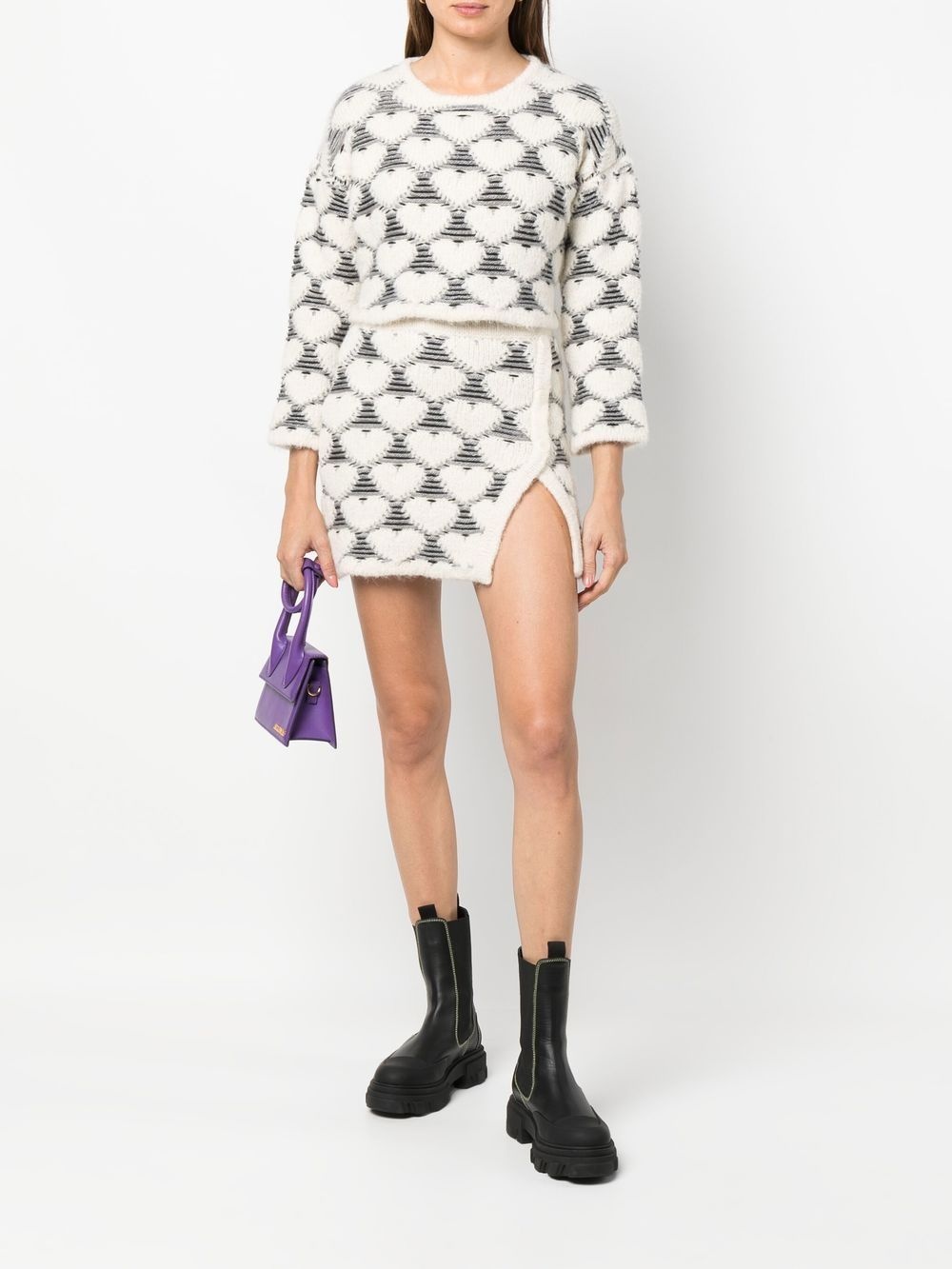 jacquard-knit heart cropped jumper - 2