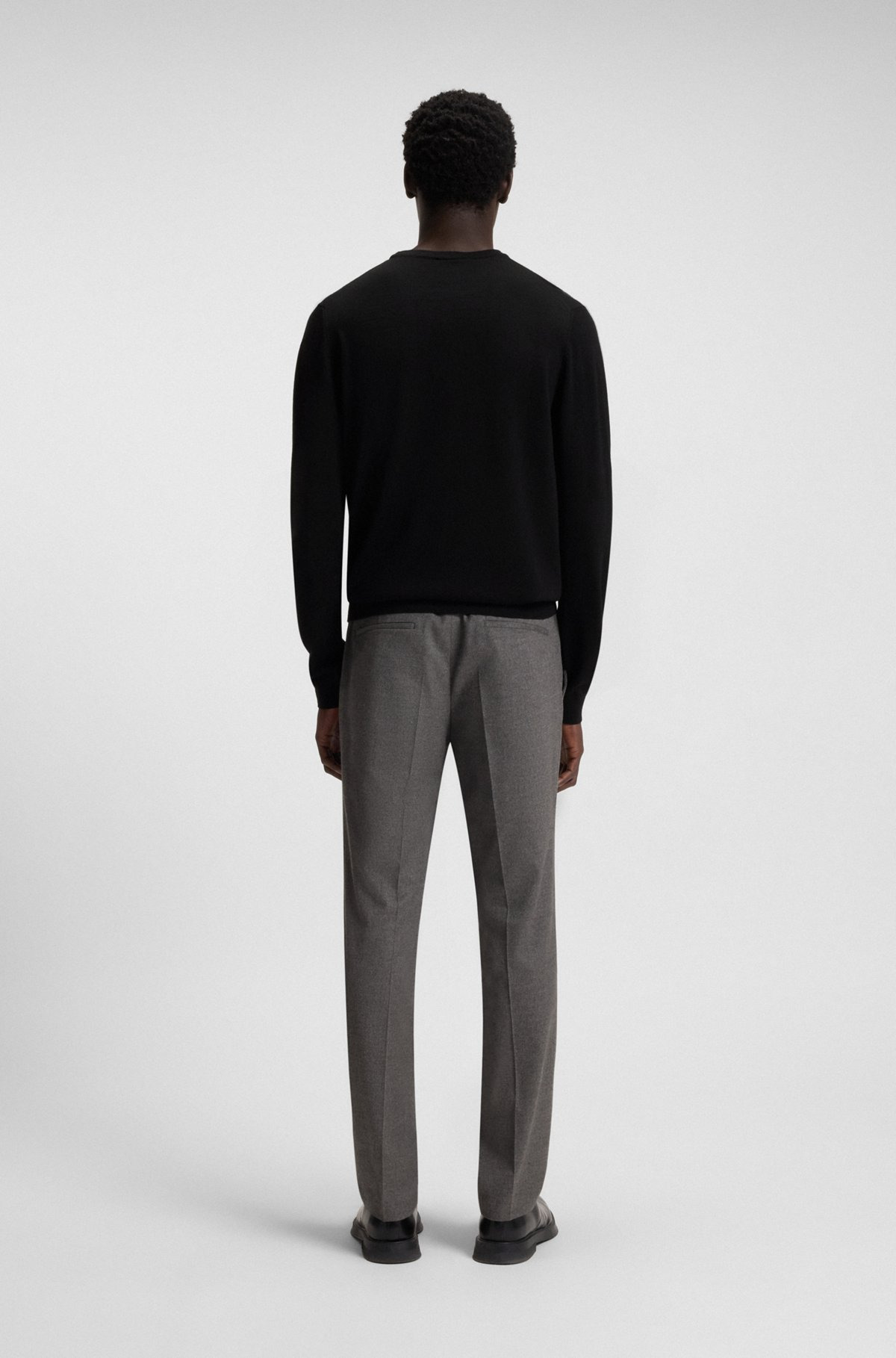 SLIM-FIT PANTS IN MELANGE STRETCH COTTON - 4