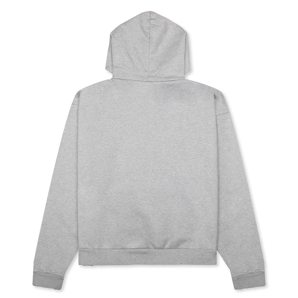 DISTRESSED HOODIE SMALL LOGO - HEATHER GREY - 2