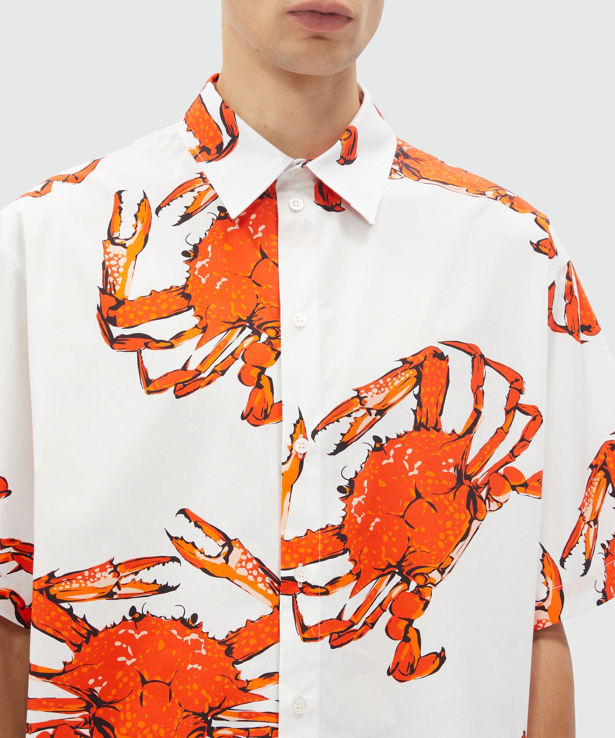 White poplin shirt with "King crab" print - 5