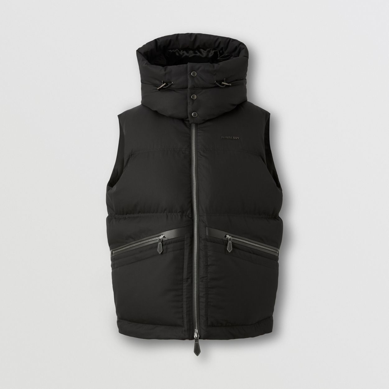 Detachable Hood Cotton Gabardine Gilet - 1