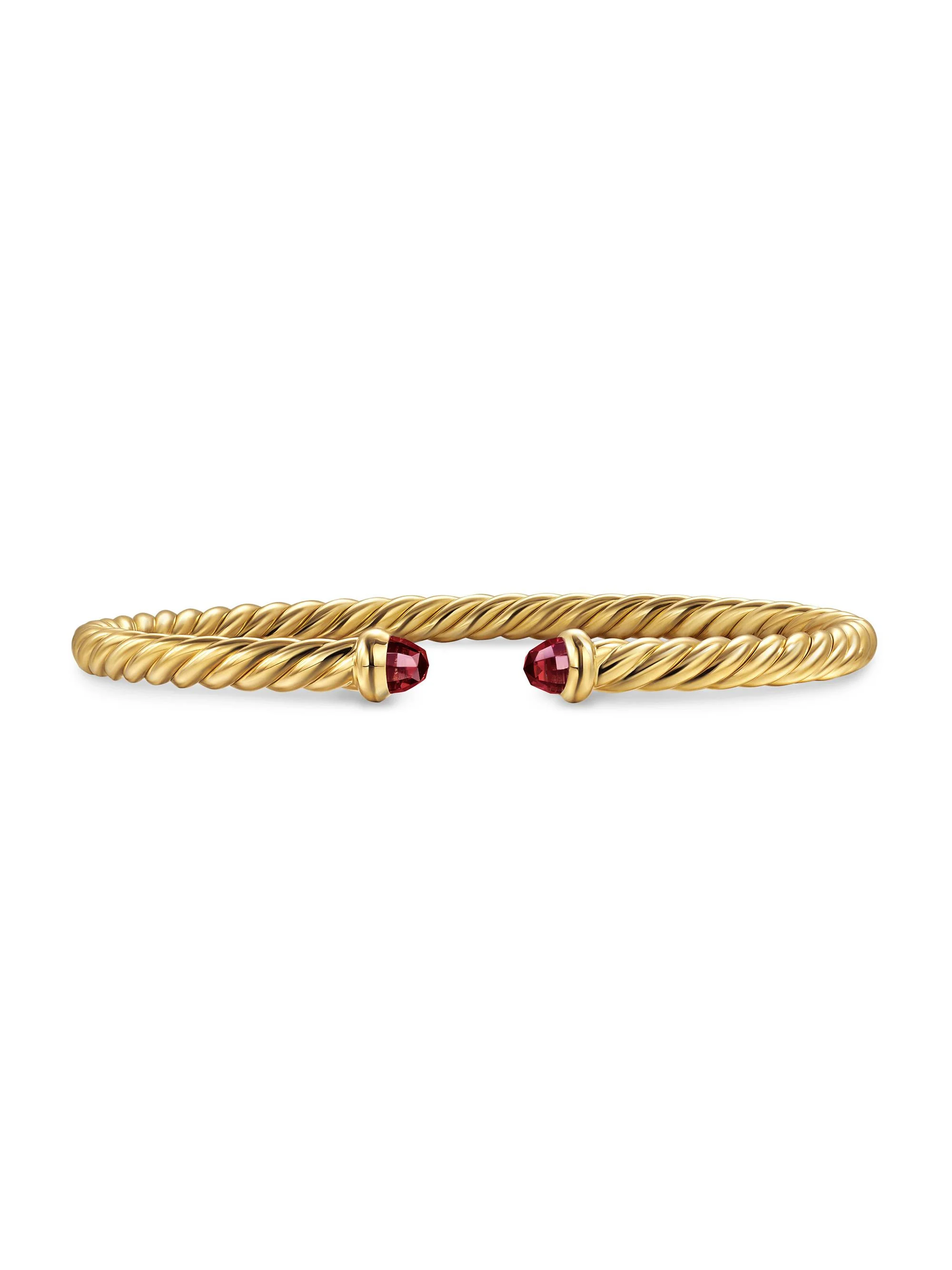 Women's Cablespira Flex Bracelet in 18K Yellow Gold - Rhodolite Garnet - 1