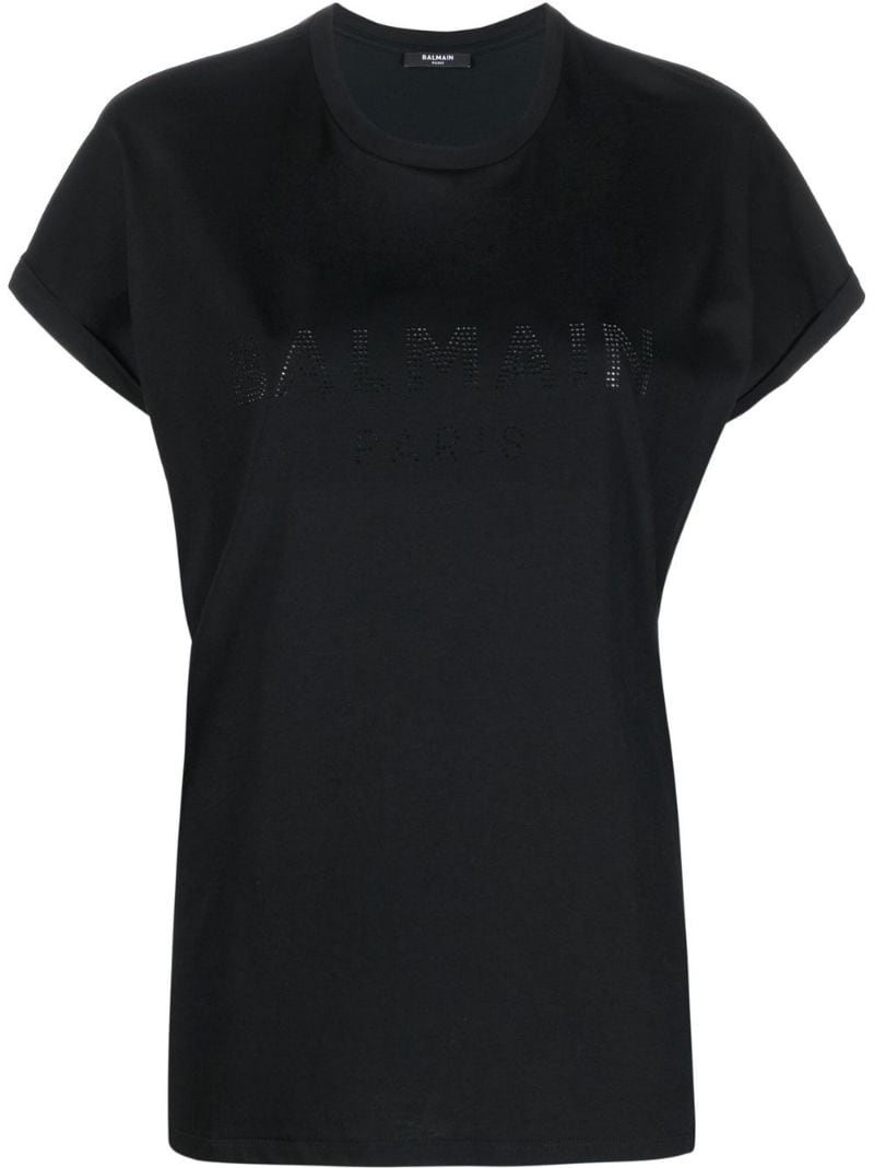 logo-studded cotton T-shirt - 1