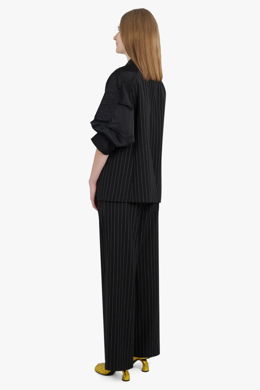 HIGH WAISTED STRAIGHT LEG STRIPE PANT | BLACK/WHITE - 6