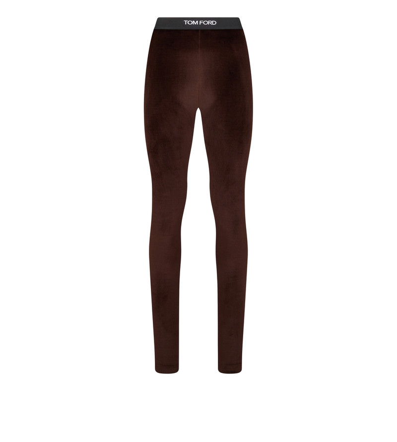 STRETCH LUSTROUS VELOUR SIGNATURE LEGGINGS - 1