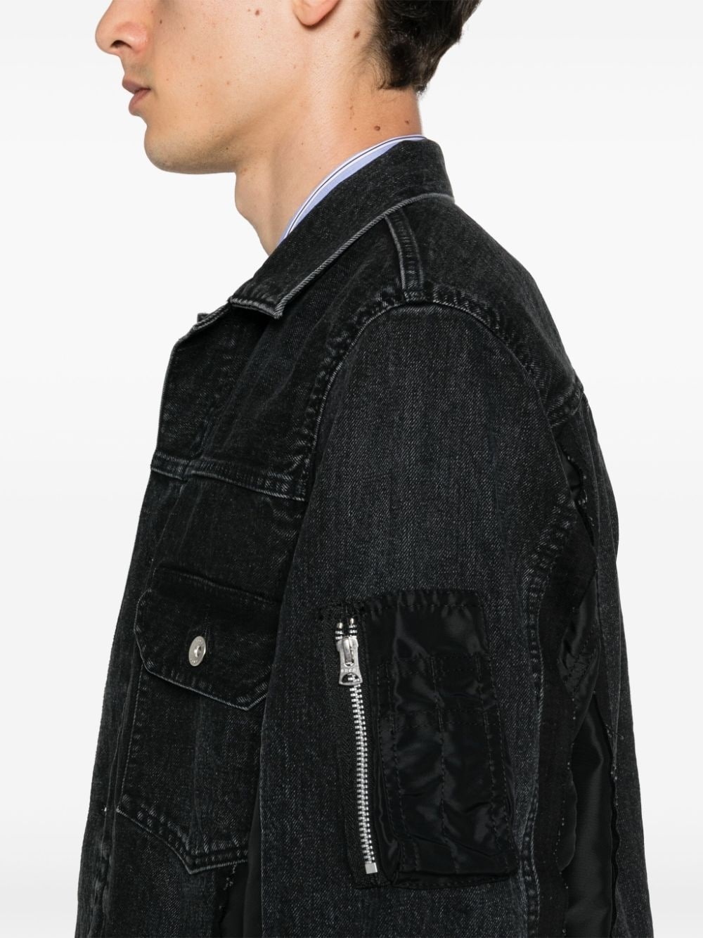 patchwork denim jacket - 5