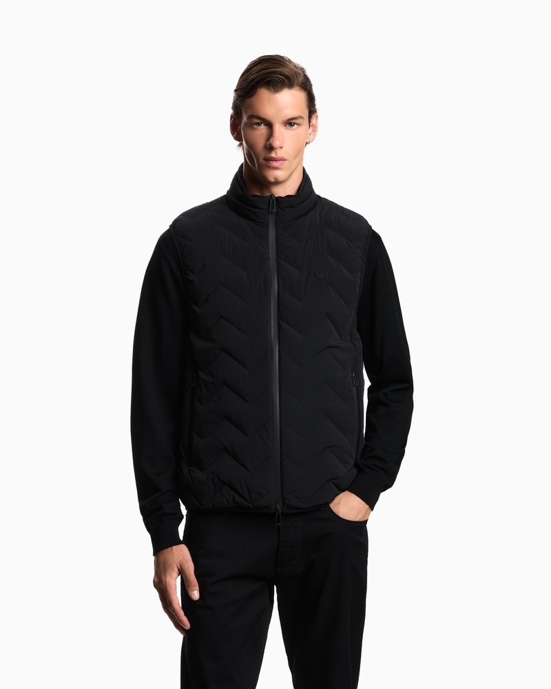 EMPORIO ARMANI WATER-REPELLENT CHEVRON QUILTED NYLON SPANDEX SLEEVELESS DOWN JACKET outlook