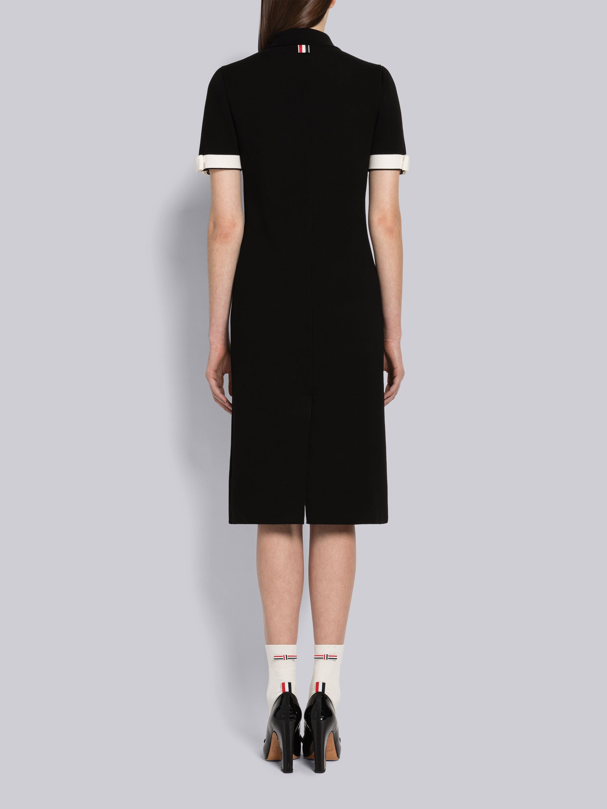Double Face Cotton Bow Armband Pencil Dress - 3