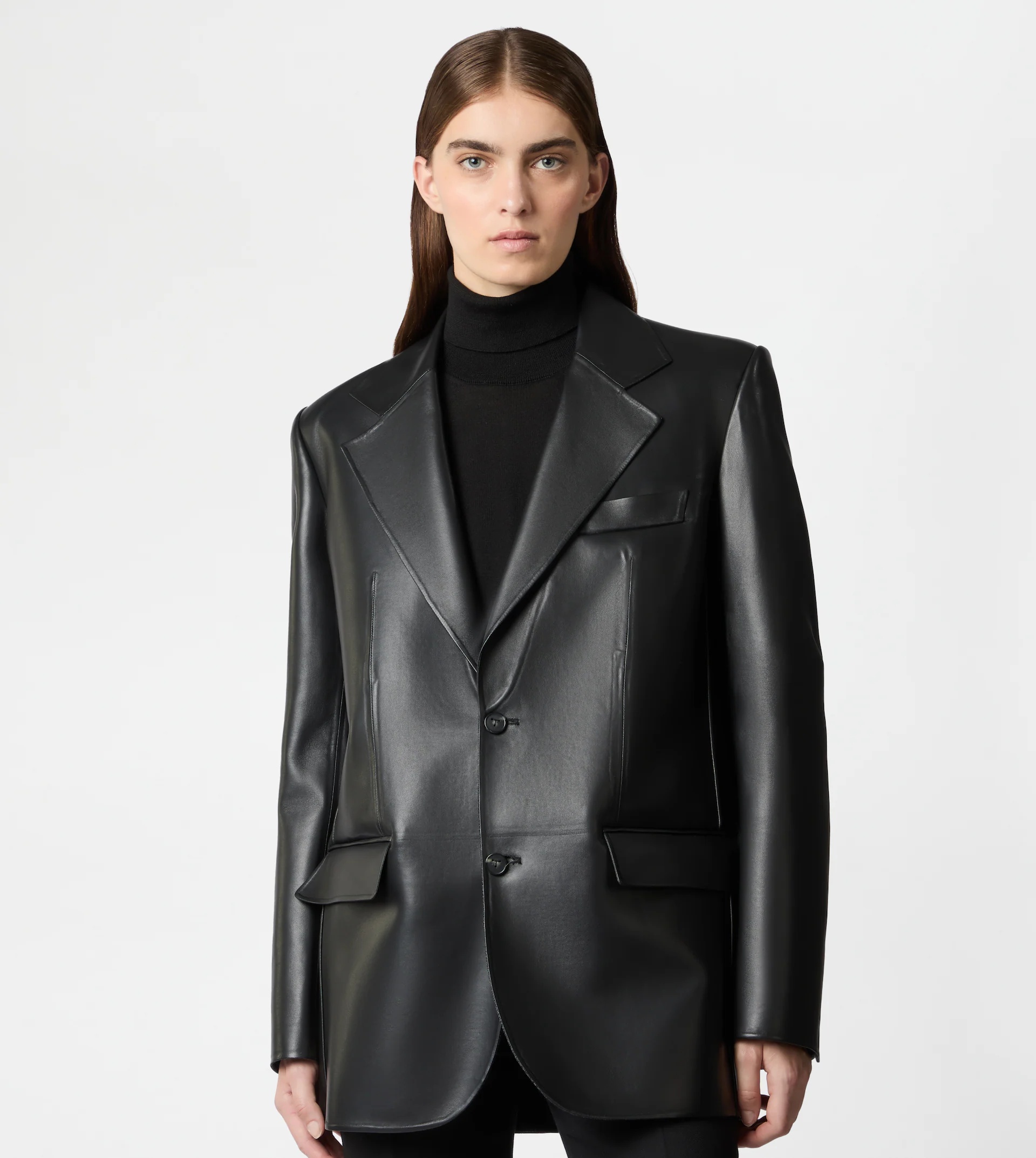 BLAZER IN NAPPA LEATHER - BLACK - 6