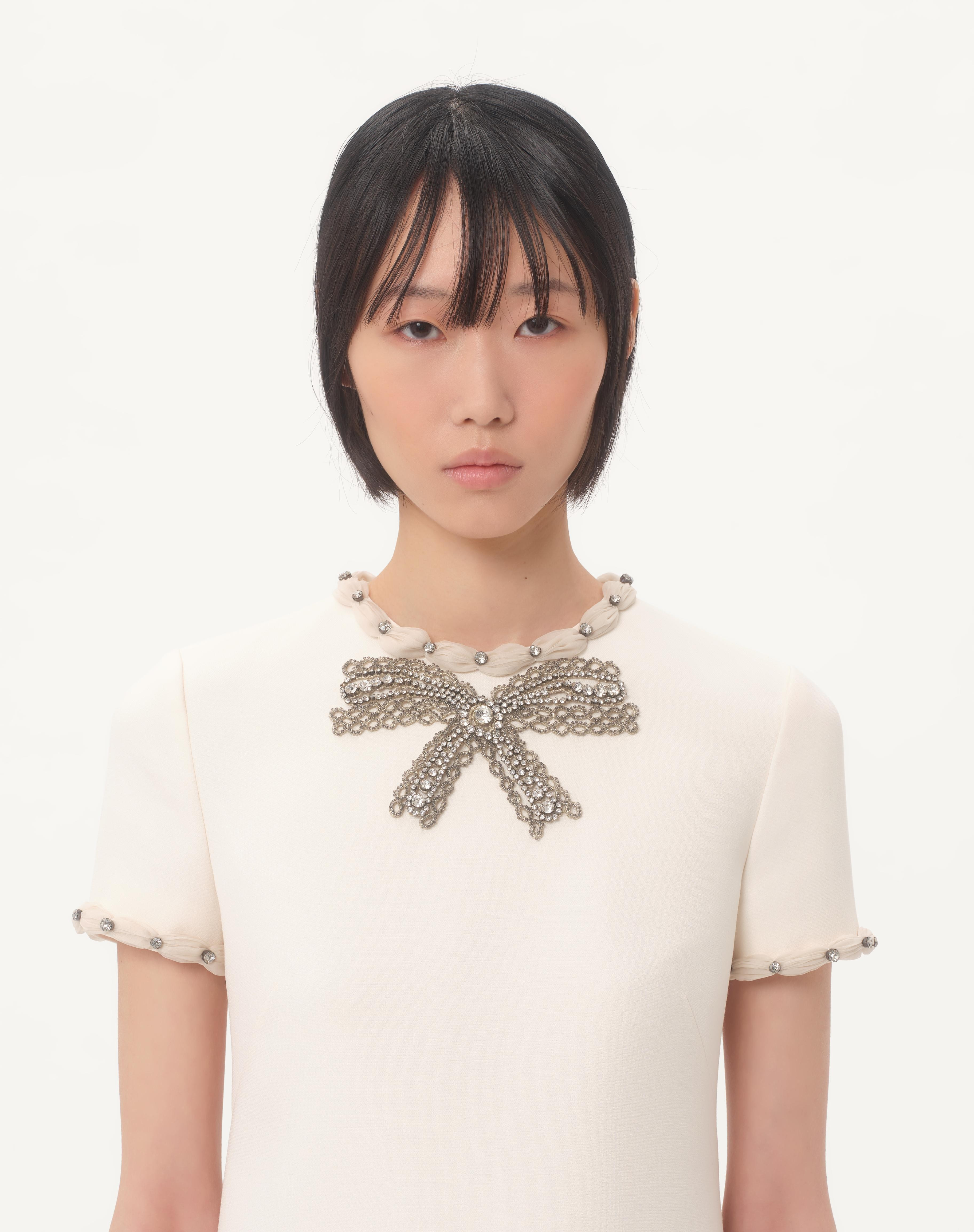 EMBROIDERED CREPE COUTURE SHORT DRESS - 4
