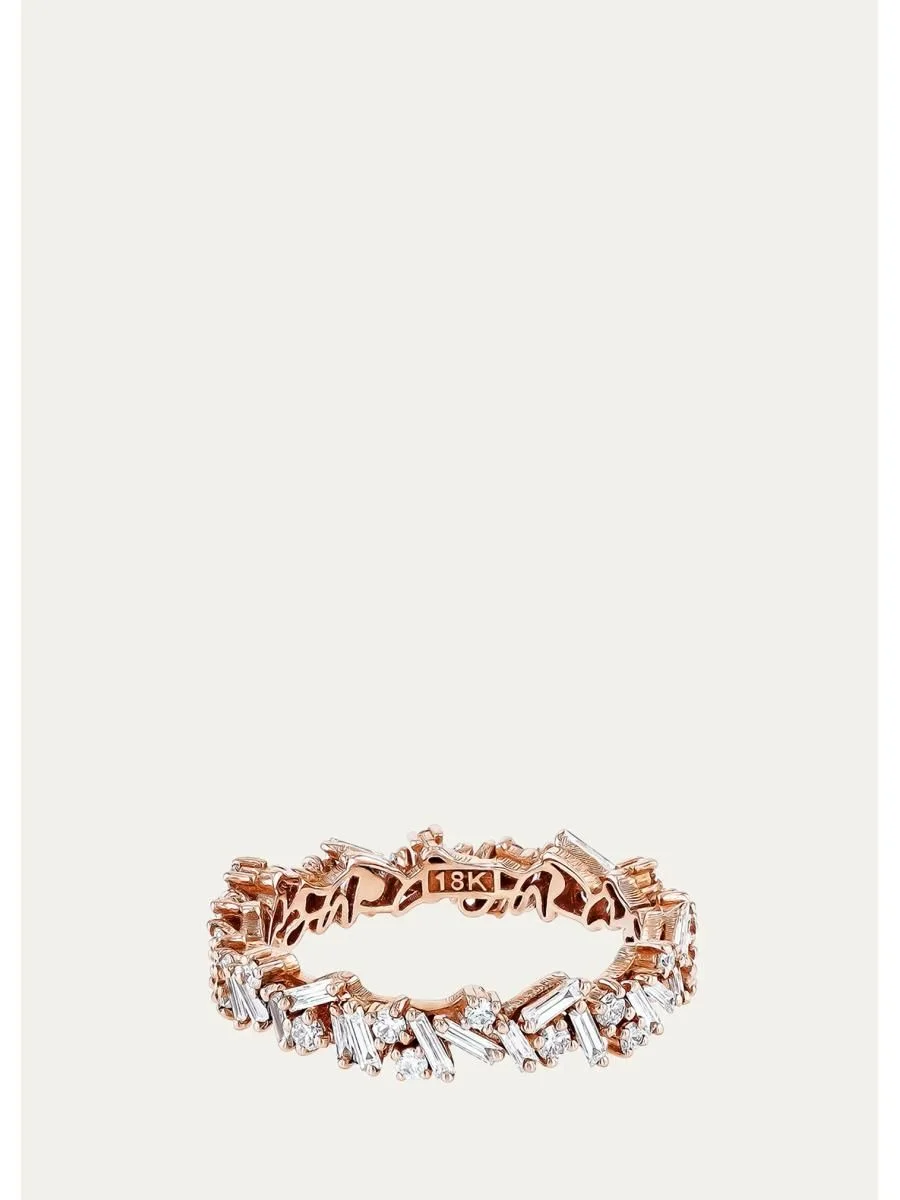18K Rose Gold Diamond Fireworks Eternity Band Ring - 1