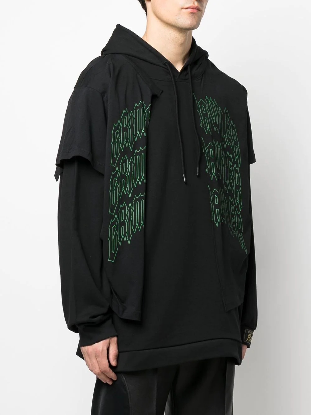 graphic-print layered hoodie - 3