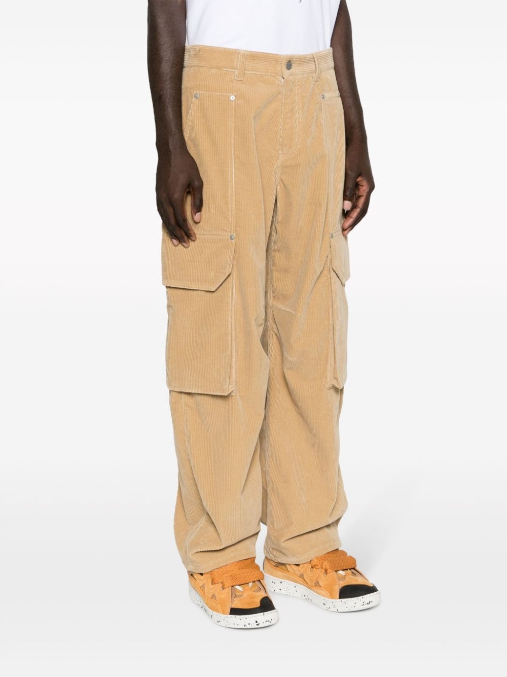corduroy cotton cargo trousers - 3