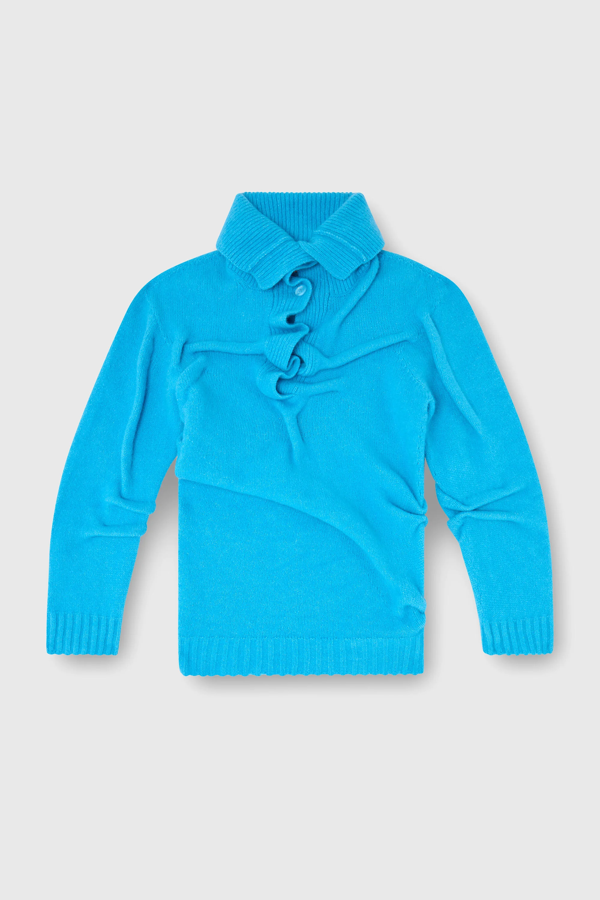 BUTTON-NECK JUMPER IN WRINKLED BOILED KNIT - 1