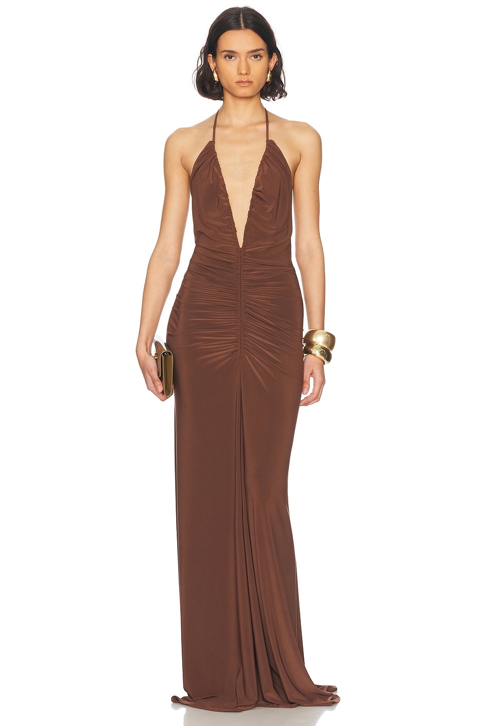 V Neck Draped Dress - 1