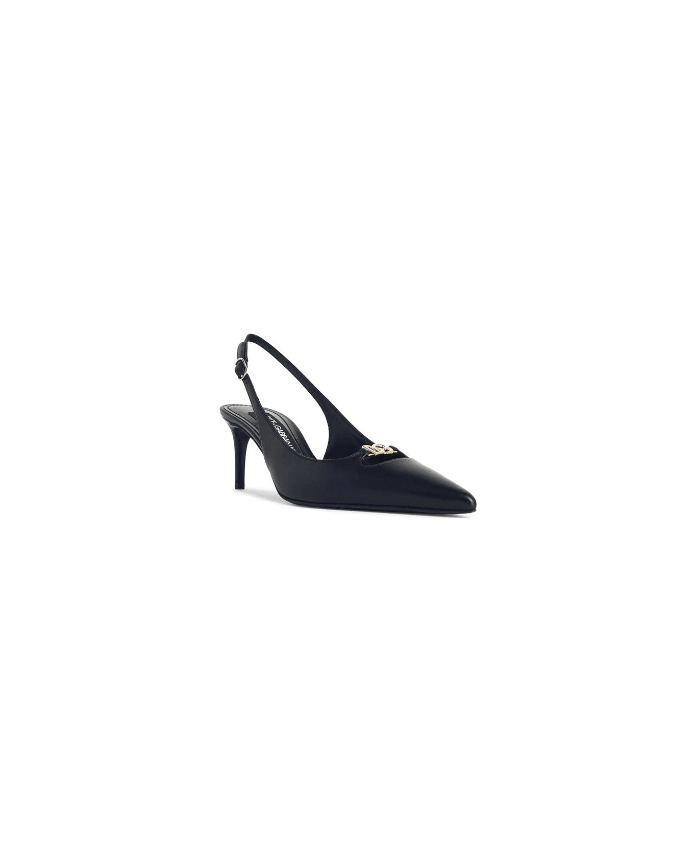 Black Leather Slingbacks - 2