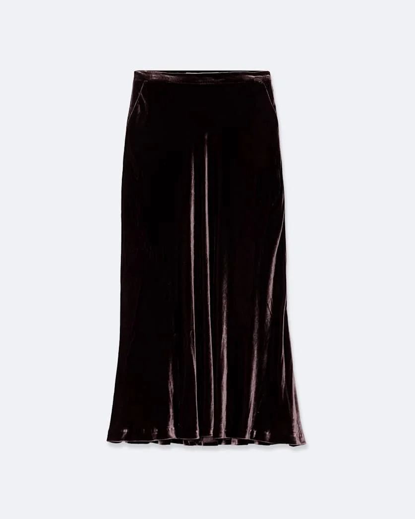 NALIA VELVET MIDI SKIRT - 1