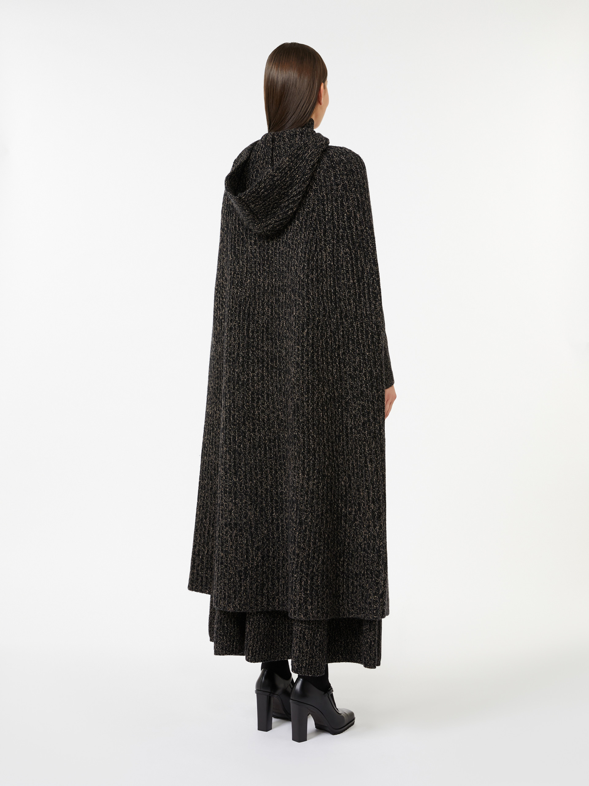 BOMBO1234 Long wool and cashmere ribbed cape - 4