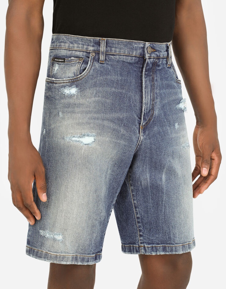 Light blue stretch denim jeans - 4