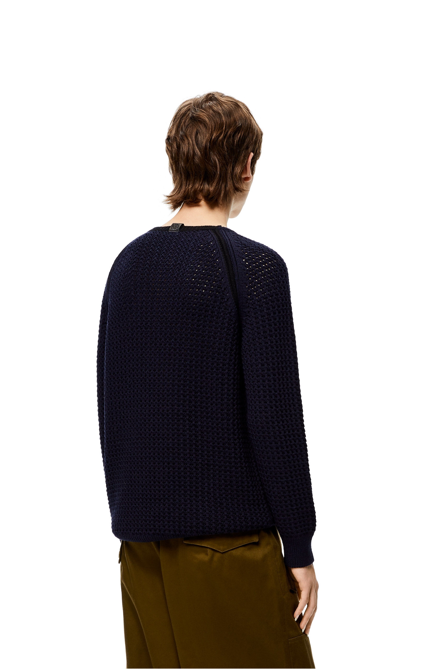 Crew neck sweater in wool and cotton - 4