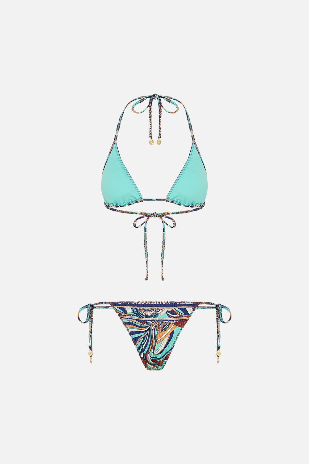 TRI BRA BIKINI WITH MULTICOLOUR STITCH DETAIL - 7