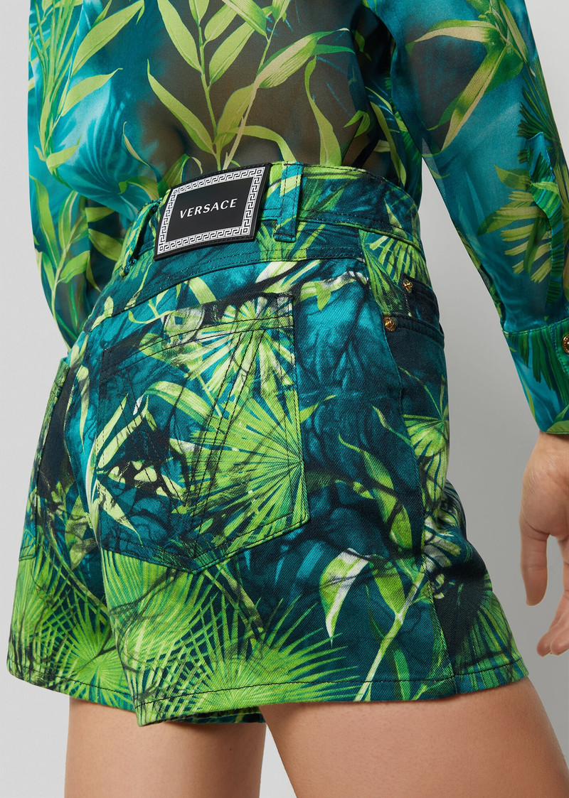 Jungle Print Denim Shorts 5