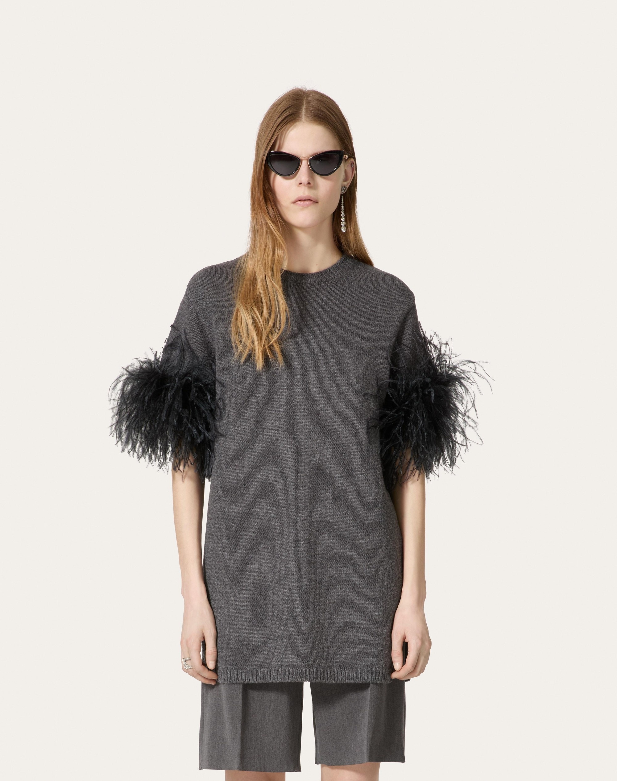WOOL SWEATER WITH FEATHERS - 3