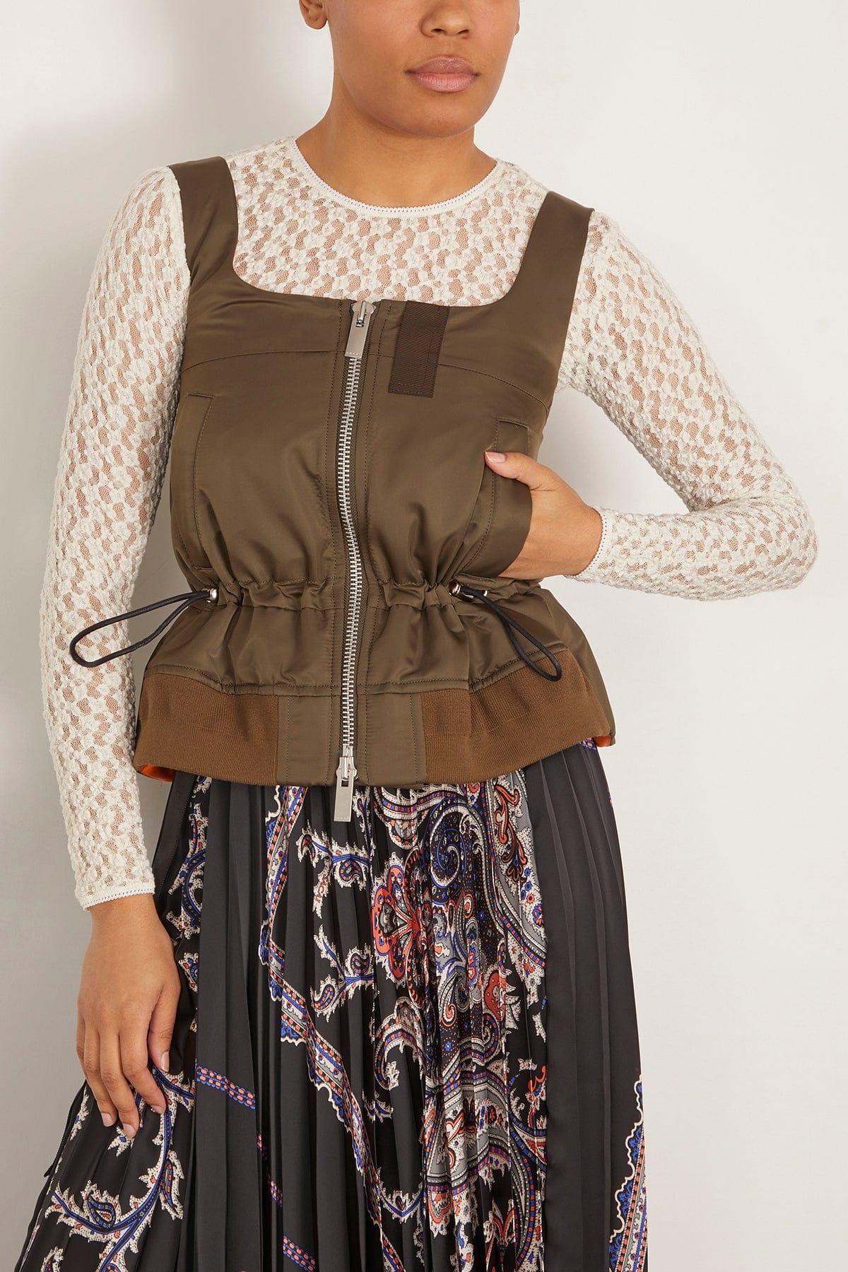 Nylon Twill Tank Top in Dark Khaki - 3