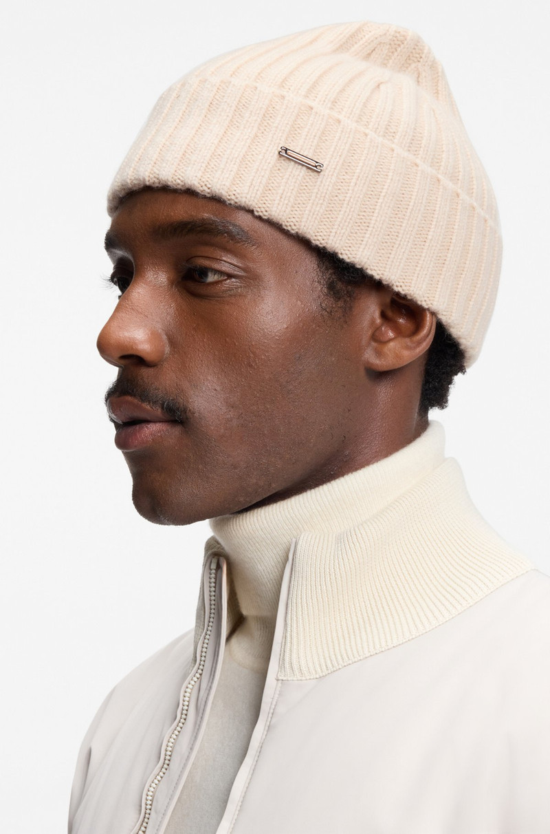 CASHMERE BEANIE HAT WITH RIBBING 3