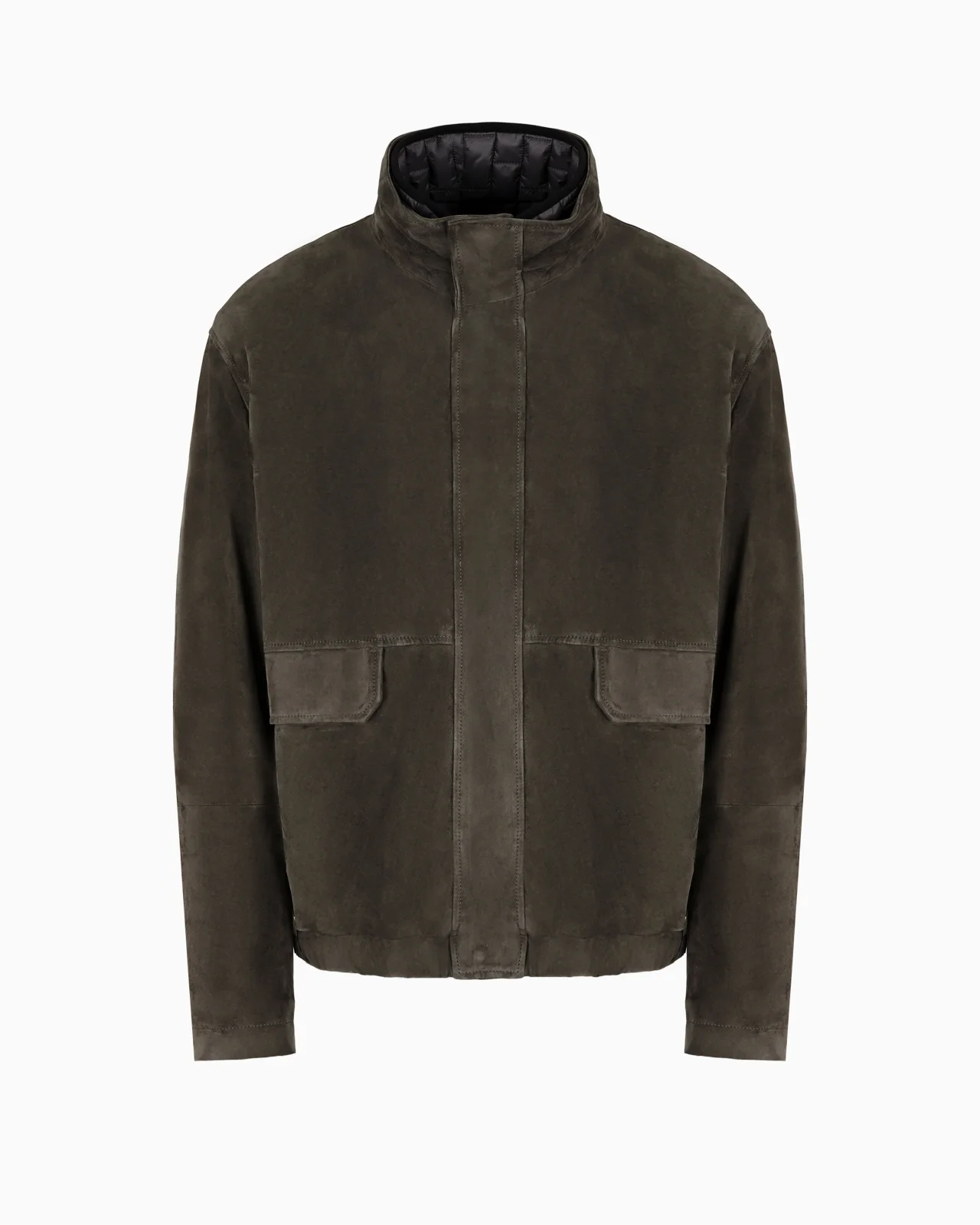 Goat suede relaxed-fit blouson with removable inner jacket - 1
