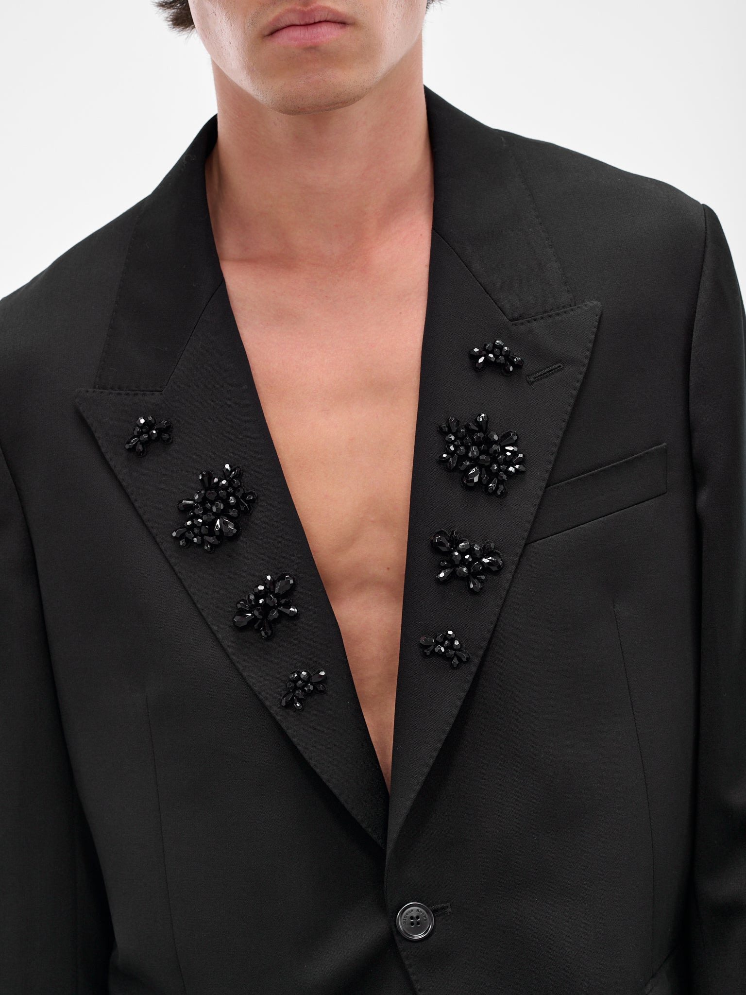 Black Relaxed Wide Peak Jacket - 5