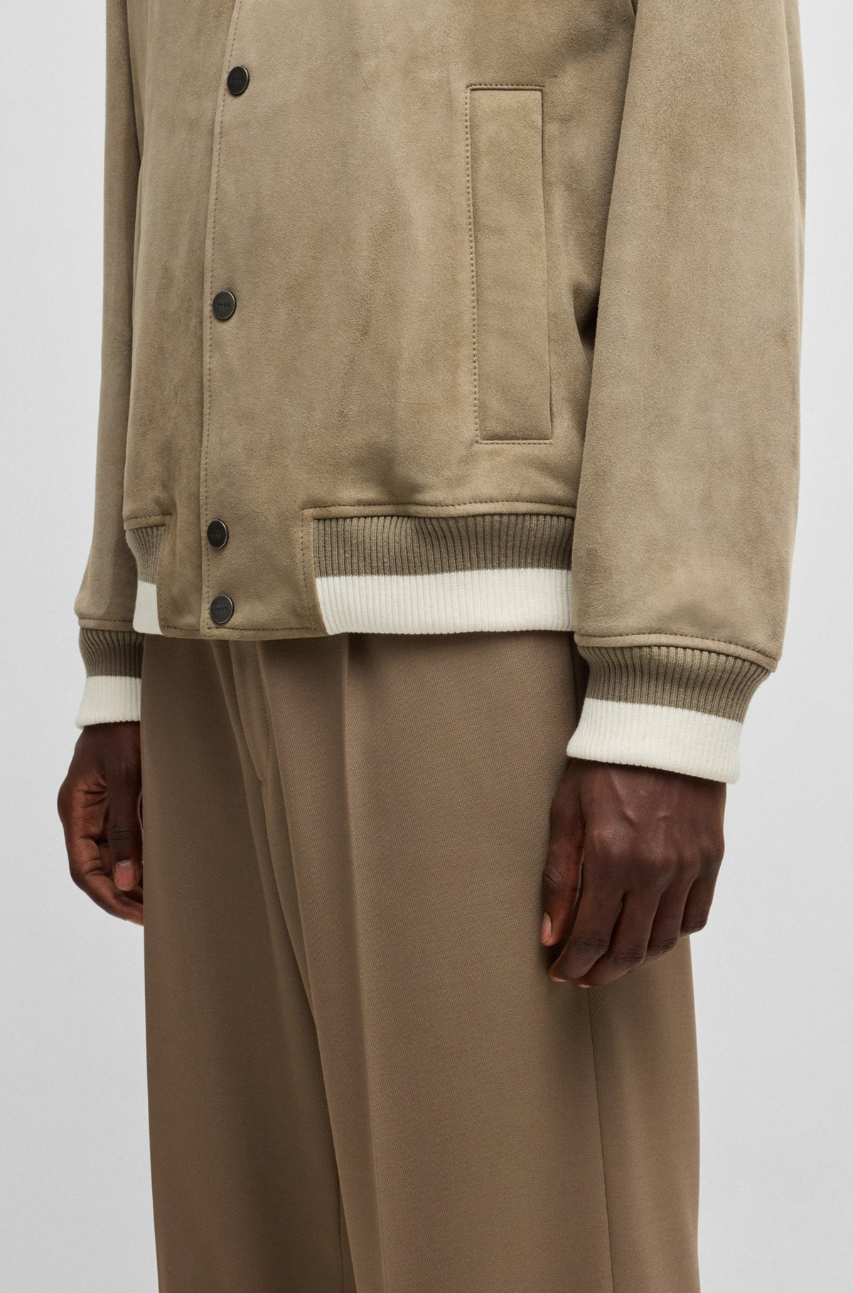 RIBBED-TRIM BOMBER JACKET IN SUEDE - 6