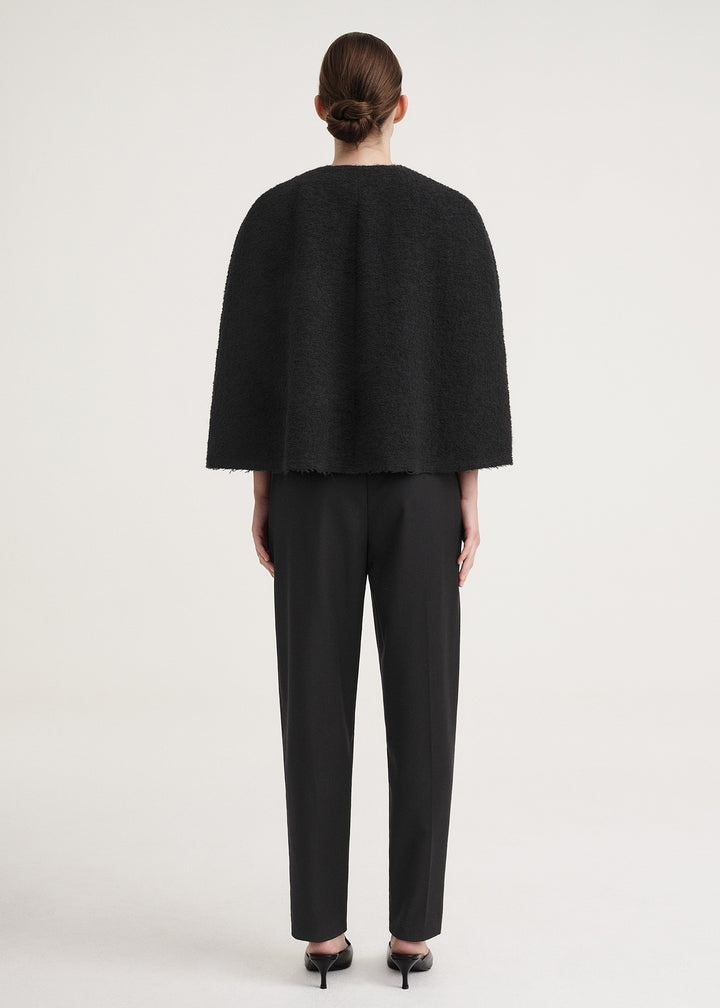 Wool bouclé cape black - 4
