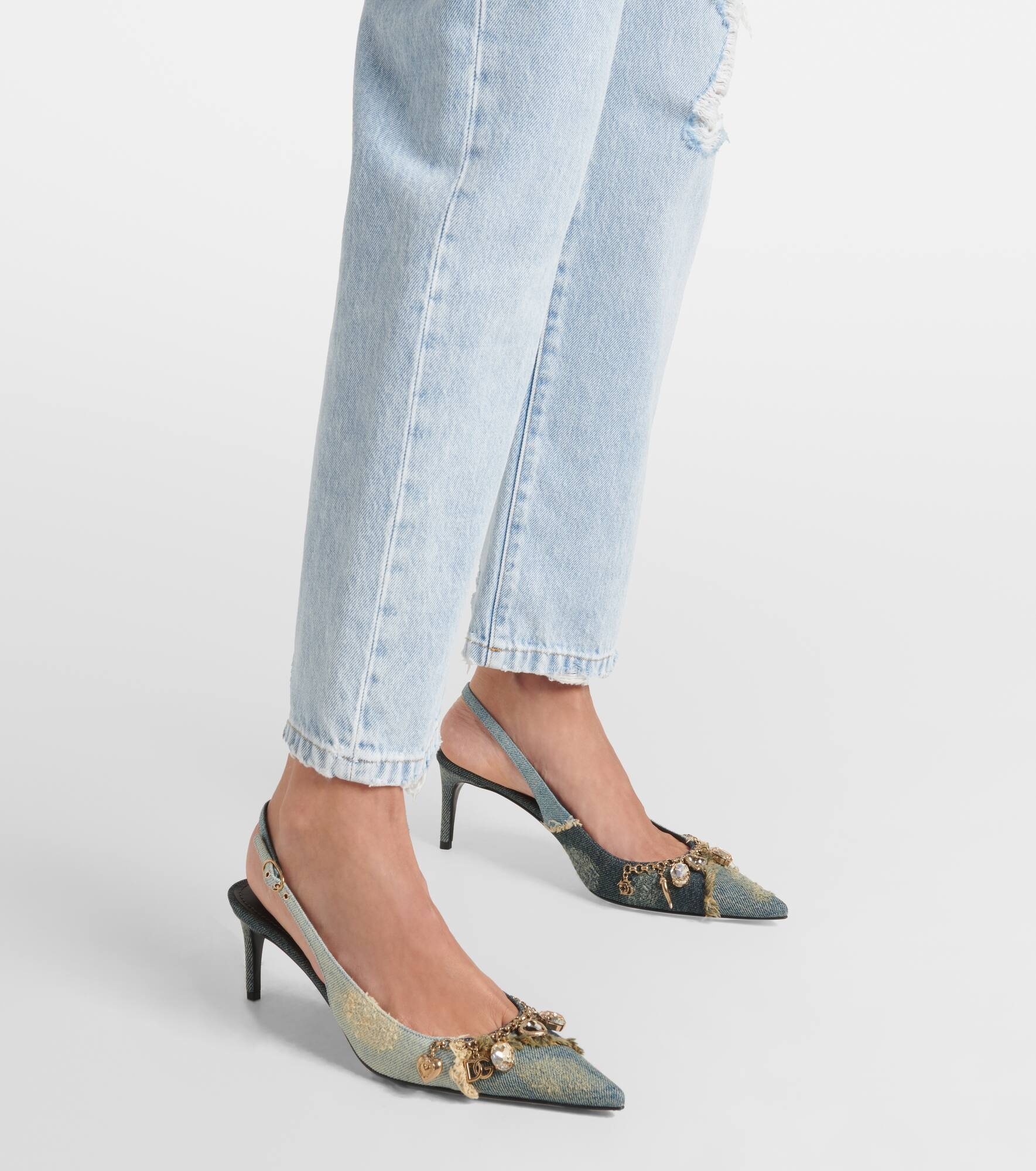 Denim slingback pumps - 4