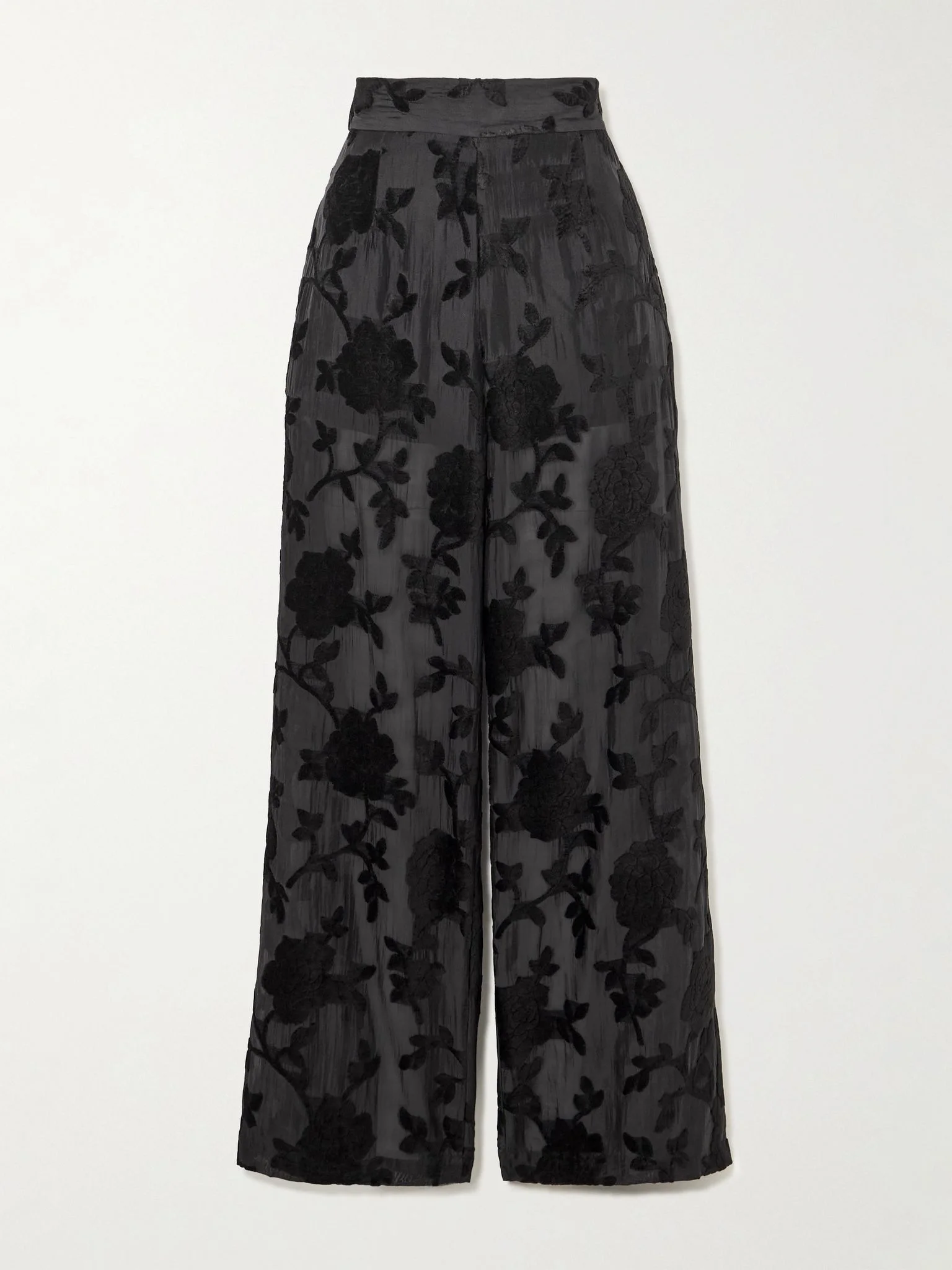 Cipro devoré-velvet straight-leg pants Black - 1