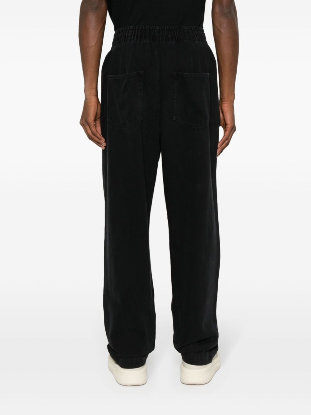 elasticated-waist straight-leg trousers - 4