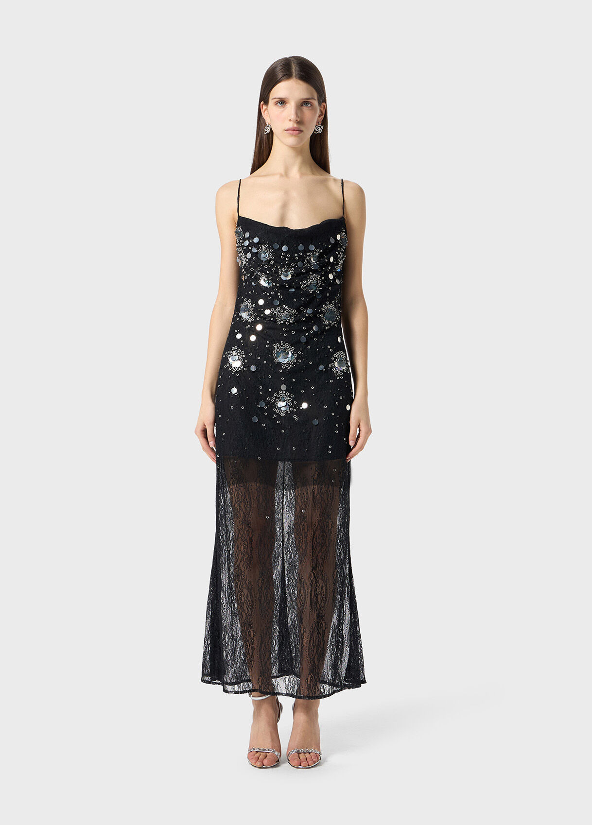 LONG DRESS IN LACE WITH EMBROIDERY - 2