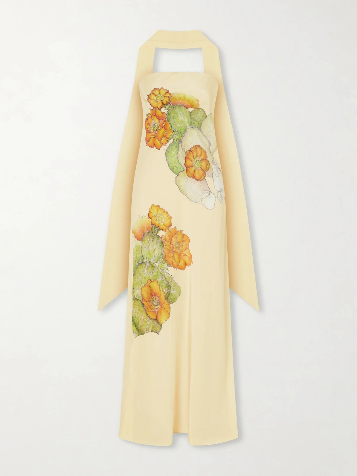 Strapless Scarf-detailed Floral-print Silk-crepe Gown - 1