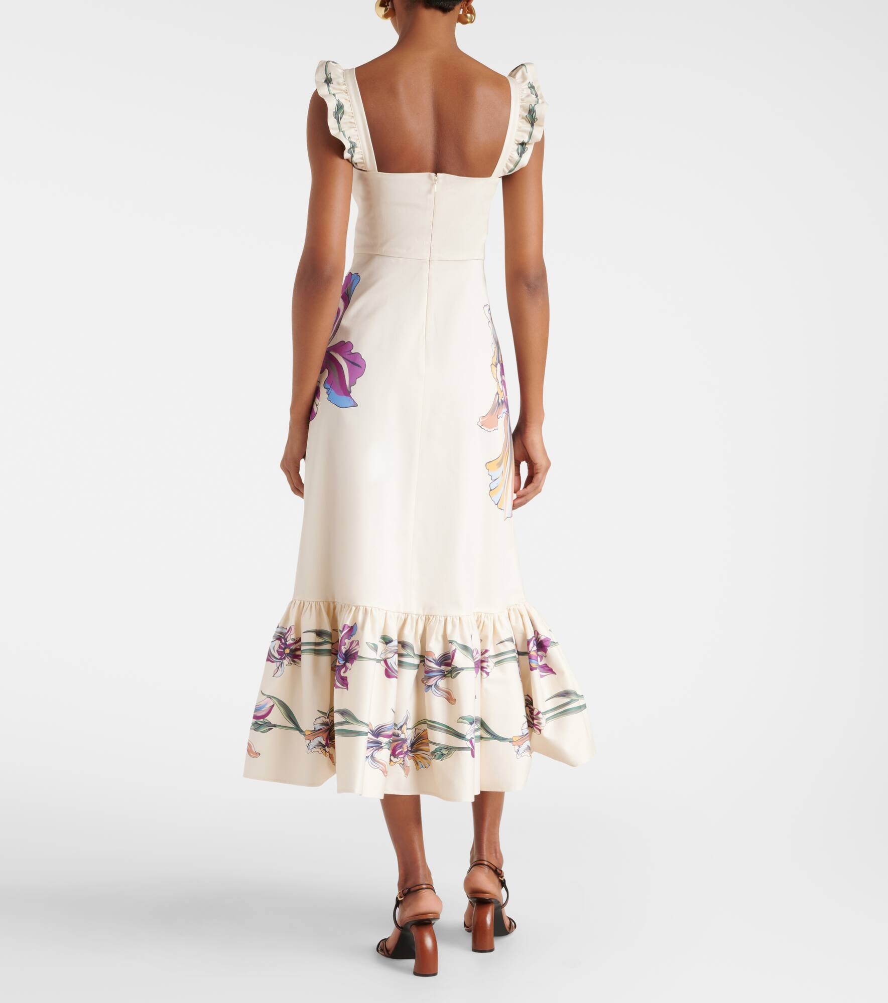Gingerbread floral cotton-blend midi dress - 3